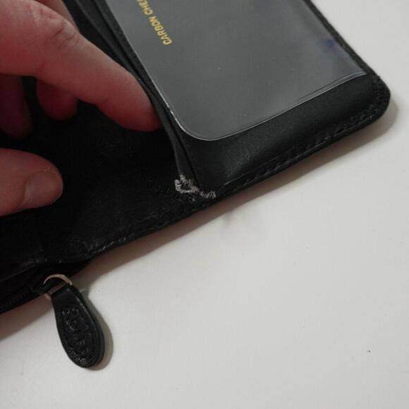 VTG Rolfs Wallet Clutch Checkbook Tri Fold‎ Black Pebbled Leather Organizer SEE - Picture 6 of 8